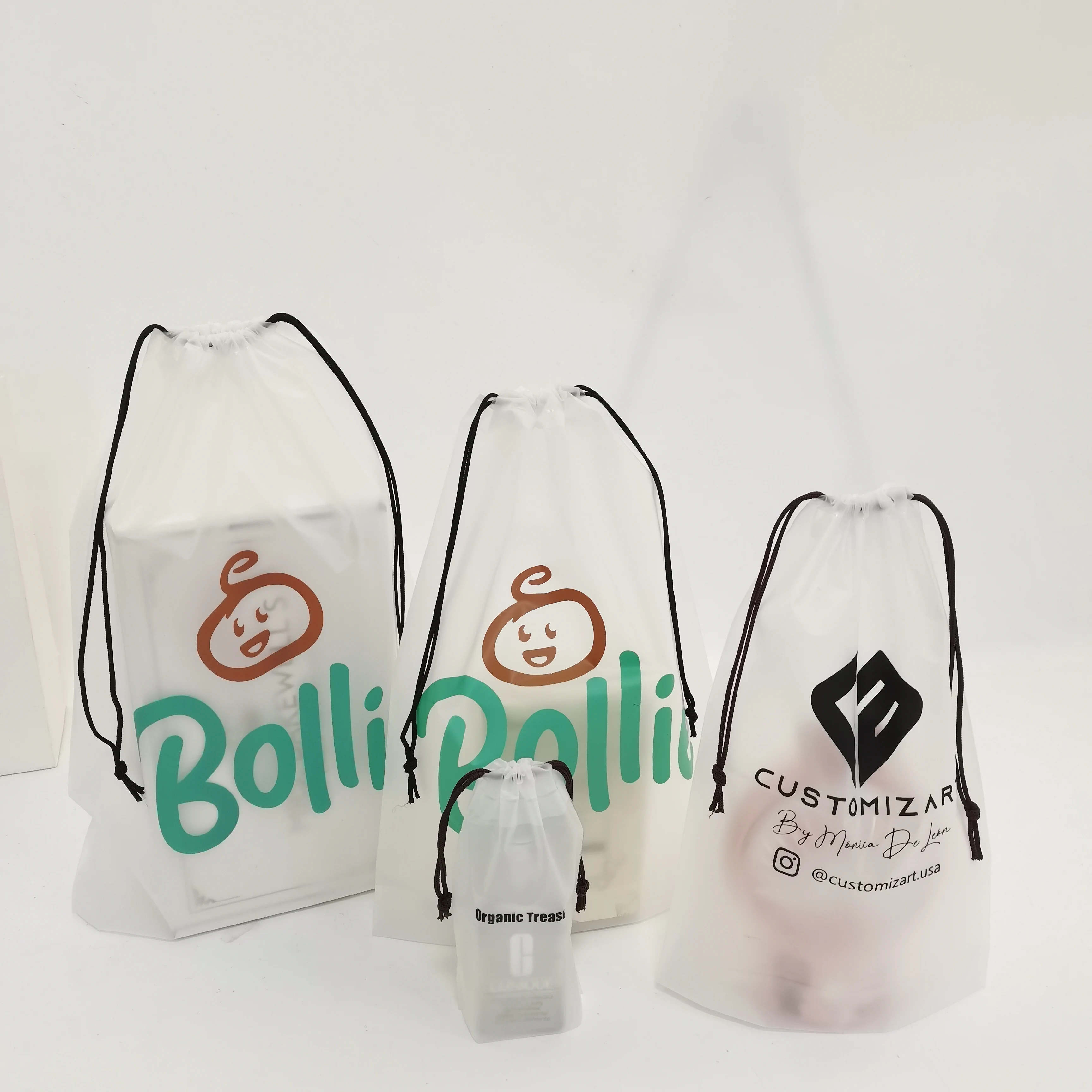 Eco-Friendly Waterproof Cartoon Animal Felt EVA /Pvc /PE Frosted Plastic Drawstring Gift Bag Custom clothing packaging bags