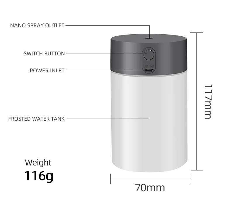 Air Humidifier USB Ultrasonic 260ML LED Lamp Mini Aromatherapy Diffuser Car Purifier Aroma Mist Maker With Romantic Light