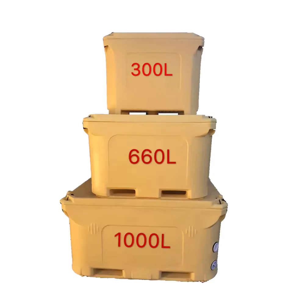 Hot 300 660L bulk Insulated seafood container  Fish Bin container for Fish transportation
