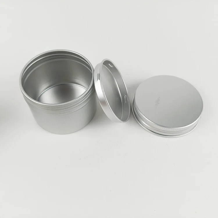 empty aluminum tin cans 60g 120g 200g Silver aluminum tin jar With Aluminum Plug