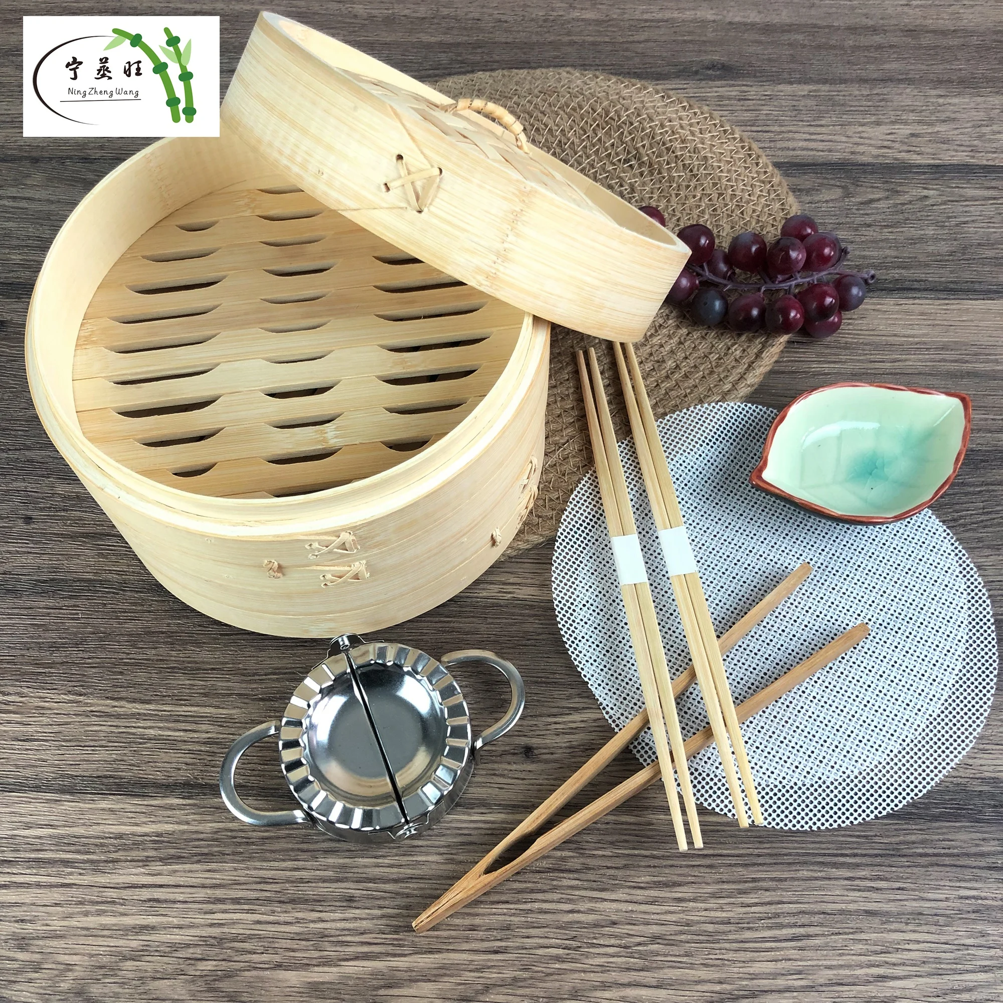Amazon, лидер продаж, натуральный экологически чистый, ручной работы, 2 яруса, мини-тусклый бамбуковый Пароварка, набор, пароварки для еды