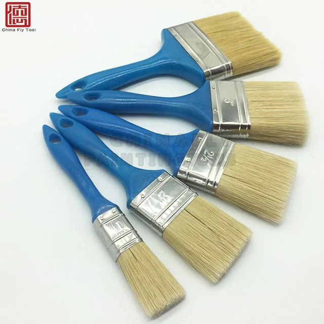 CTPBS011 Wholesale Price  Blue Fluorescence Powder Virgin Plastic Handle Pig Bristle  Polyester Filament Paint Brushes