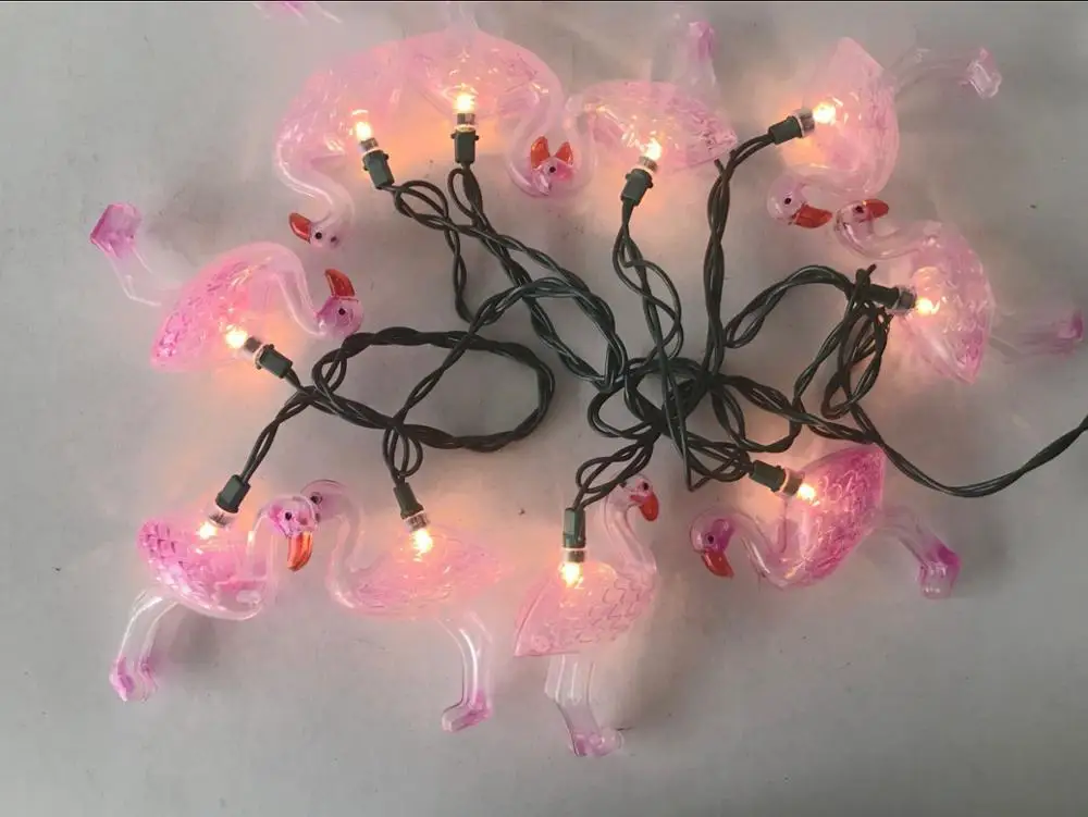 UL 2020 Tropical Themed String Light Outdoor Lighted Flamingo Set 10Count Adorable Pink Flamingo Night Lights For Girls Bedroom