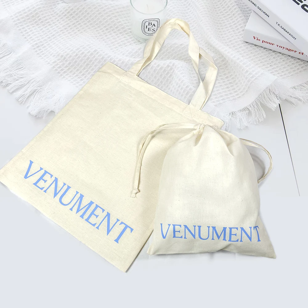 Wholesale High Quality Promotional Small Mini Cotton Drawstring Jewelry Gift Pouch Bag with Ribbon
