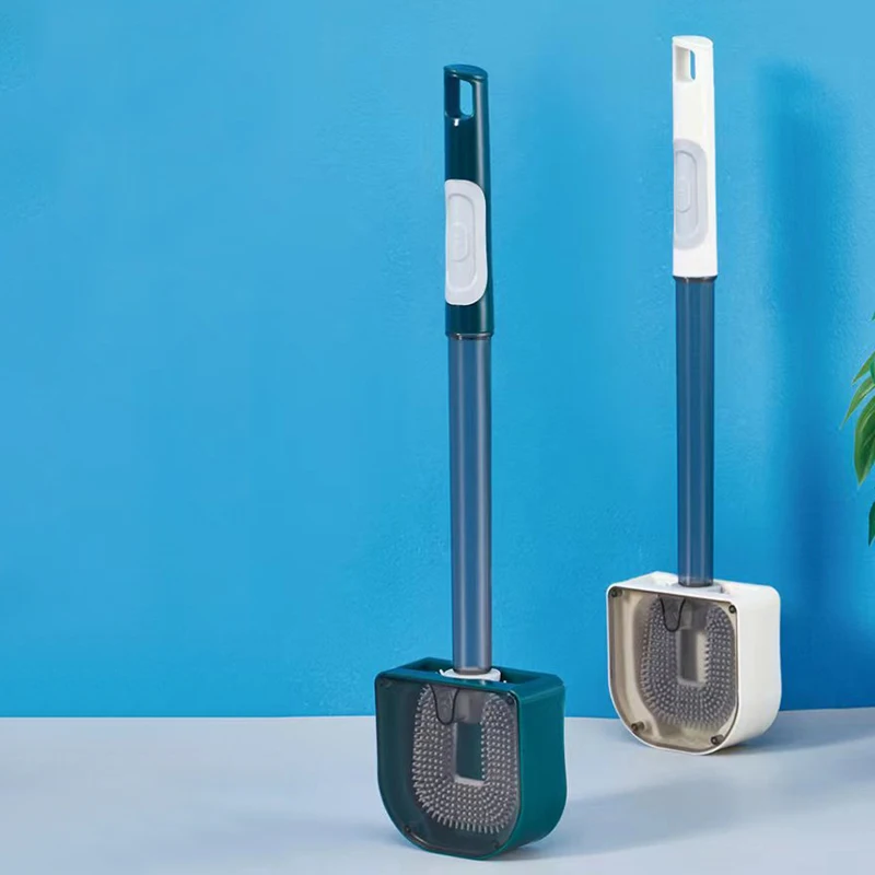 2025 New Trend PP Bathroom Cleaning Wall Mounted Silicone Toilet Brush Set with Detergent