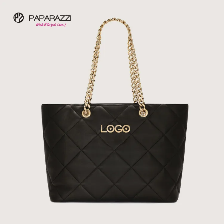 Paparazzi custom logo PA0422 quilted Vegan PU Leather bags women handbags ladies classic chain handle handbags for women luxury