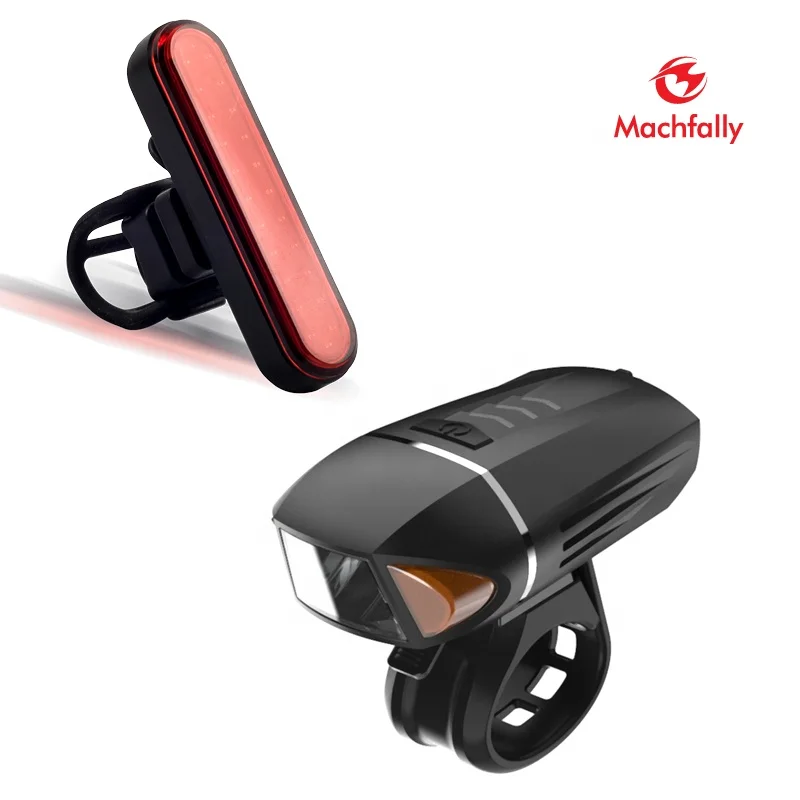 Machfally USB Rechargeable Bike Light Set Powerful Lumens Bicycle Headlight Rear Tail Lamp