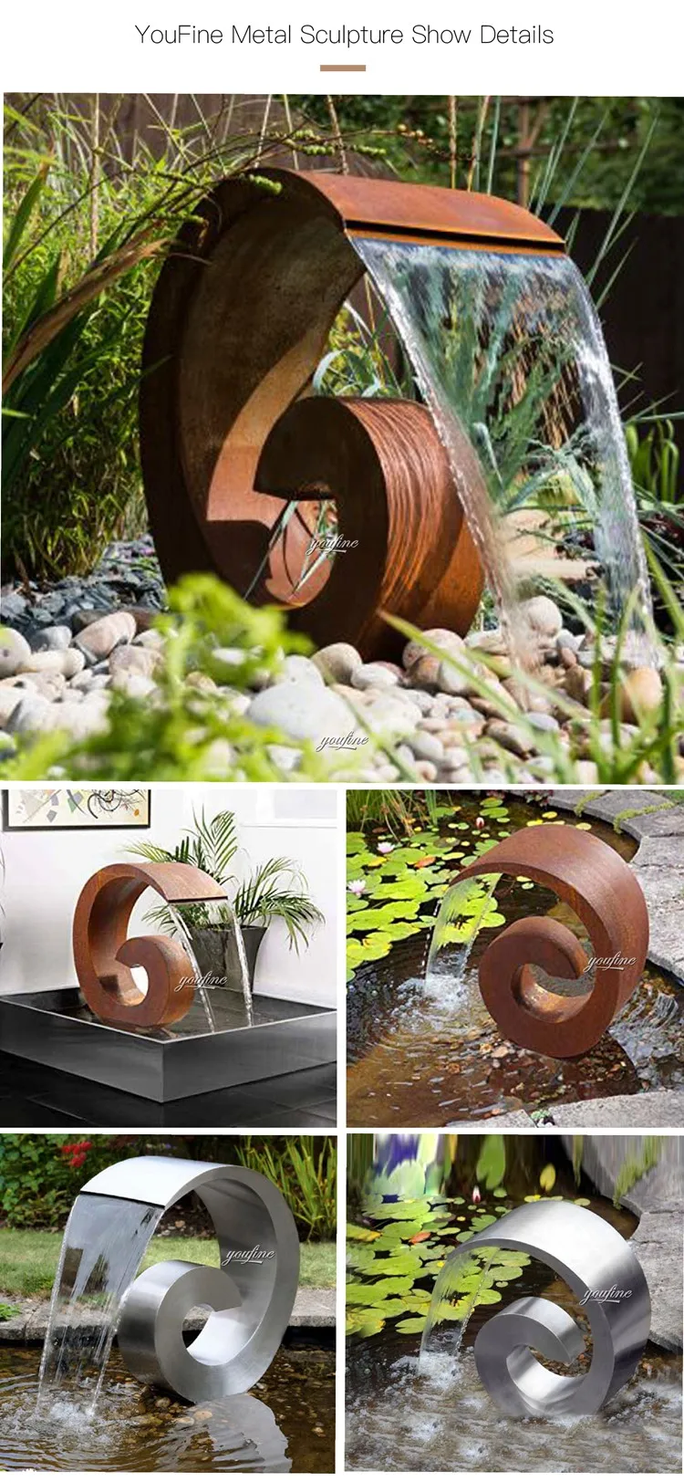  Statue Stainless Steel Sculpture Fountain