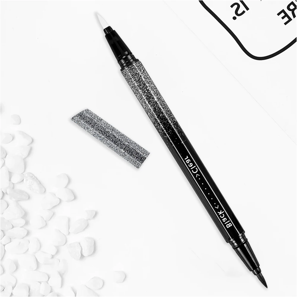 
2 in 1 eye liner shimmer pen eyeliner private label liquid clear & Black eyeliner glue pen adhesive eyeliner 