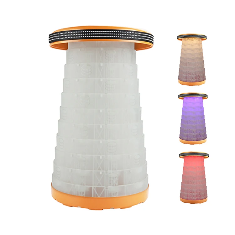 Retractable Outdoor Portable Folding Nylon Telescopic Collapsible Camping Fishing Stool Chairs Travel with Light