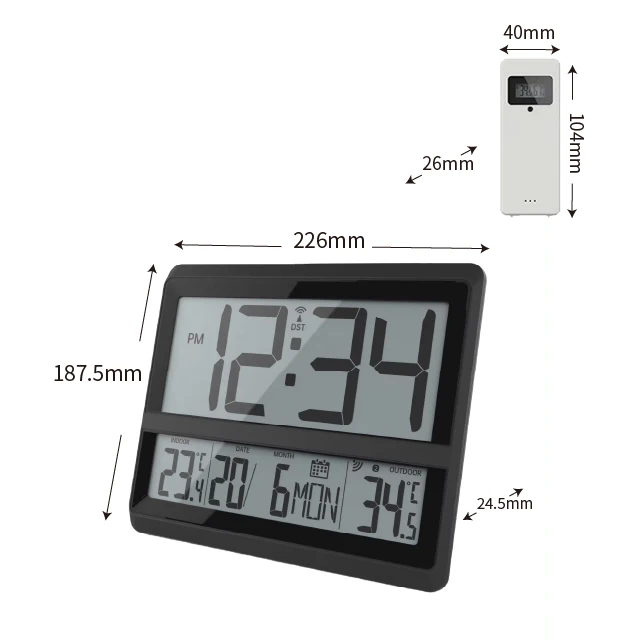 2024 New RC with In/Out temperature big display digital weather wall clock