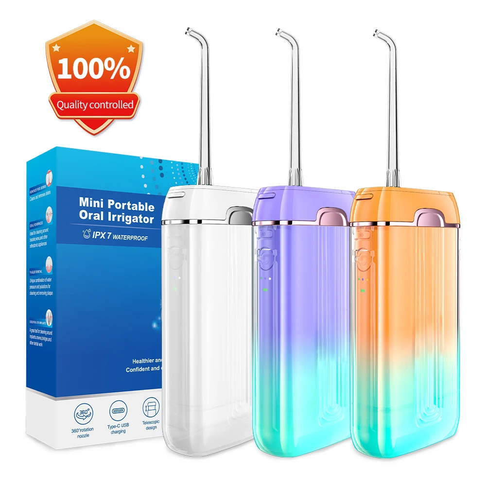 Amazon Hot Sale One Key Operation Mini Cordless Ipx7 Teeth Cleaning 4 Replace Heads Oral Irrigator