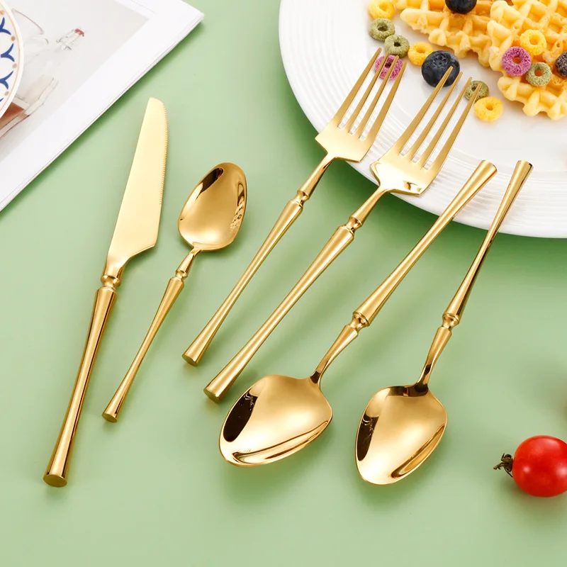 Luxury Golden Fork Spoon Knife Silverware Set Stainless Steel Gold Cutlery Flatware Set for Wedding