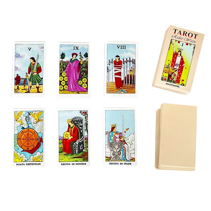 Custom Printed Top Bottom Box Paper Tarot Deck Cards with Tarot Cloth
