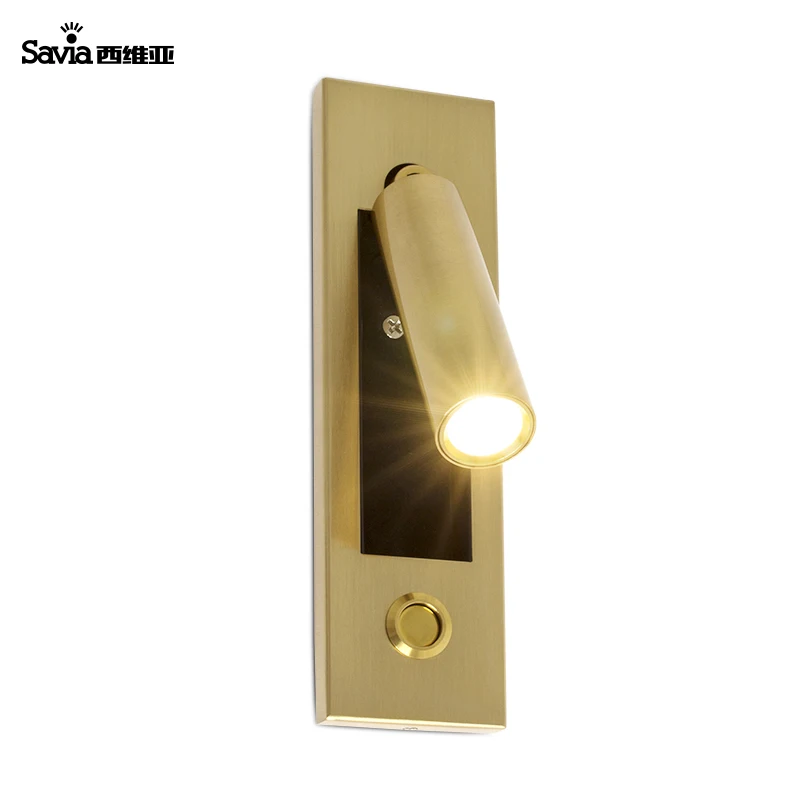 
Saiva LED COB Aluminum Alloy Brass Decorative Bedside Reading Light Wall Lamp Recessed Mount With On Off Switch For Indoor Home 