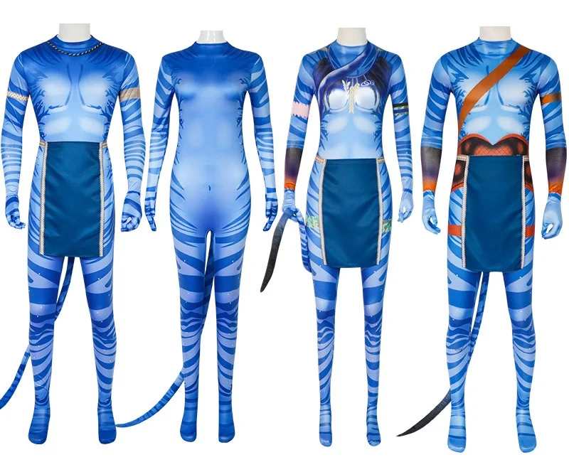 Avatar 2 Costume for Kids Adults with Accessory, The Way of Water Outfit Bodysuit with Tail Boys Girls Man Women for Festival