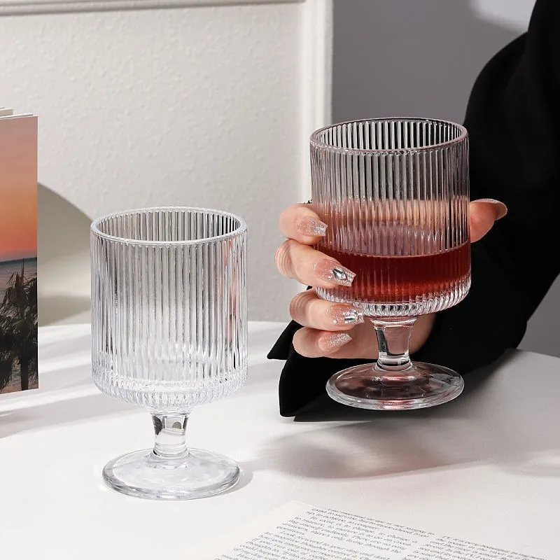 Wholesale 8oz 250ml Vintage Glass Goblet with Stem Old Fashioned Design for Wine Juice Beverage