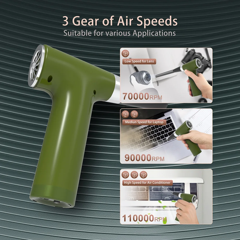 Type C USB Rechargeable Mini Powerful 110000RPM Turbo Mini Strong Fan Electronic Dust Air Duster for Car and Keyboard