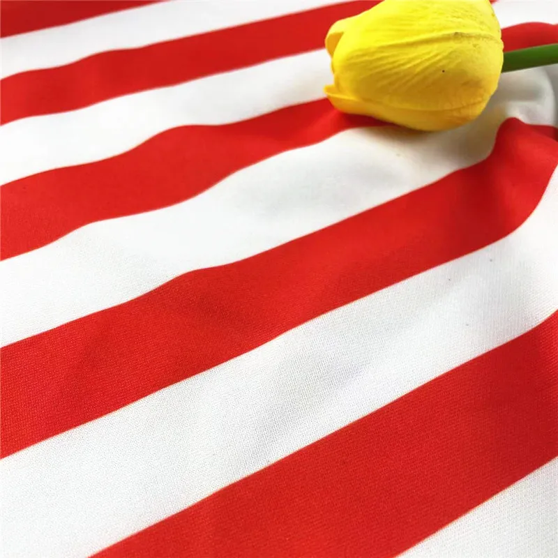 New Customized digital Red and White Fashionable Stripes Color Stretch household fabric 90%poly+10% spandex ASL31017 yoga fabric