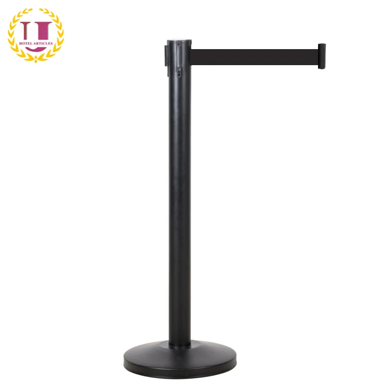Black Powder Coated 5 Meters Rebtractable Belt Stanchions Barrier