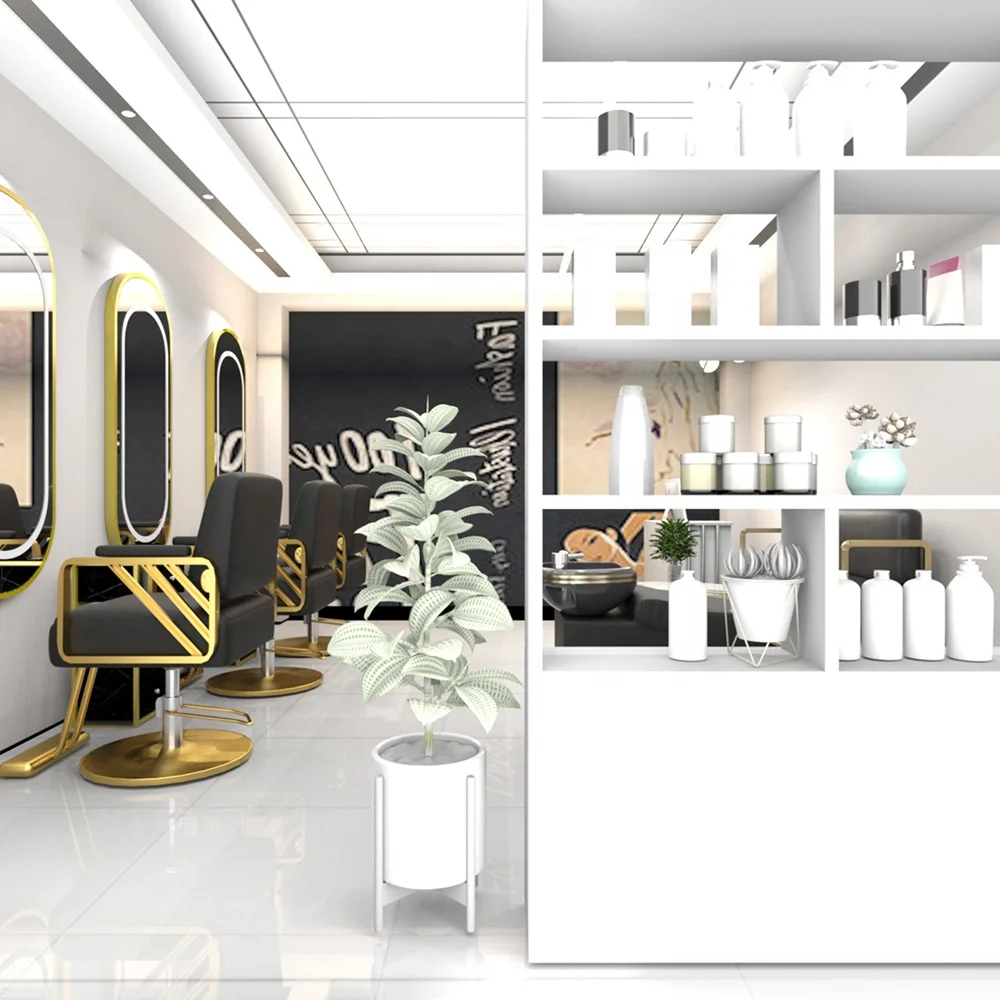 BLack And Gold Salon Furniture Modern Design Barber Shop Equipment Salon Furniture Set