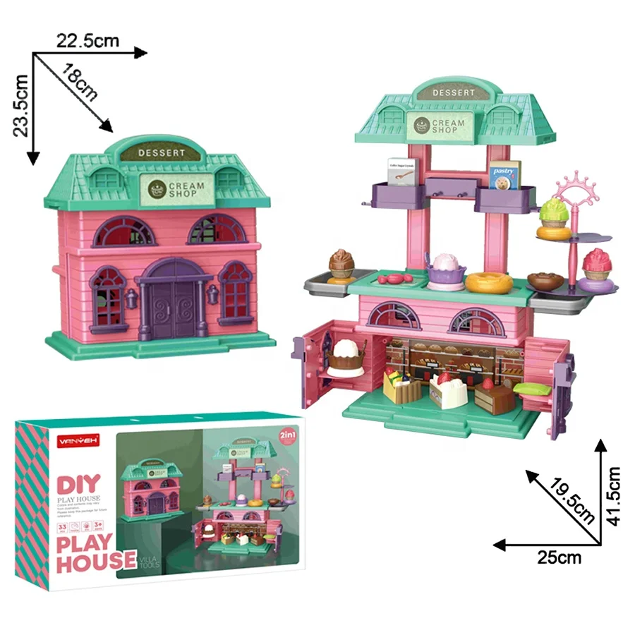 Play House Girls Dessert Table Cream Shop Villa Toy Delicious Food Afternoon Tea Play Toys
