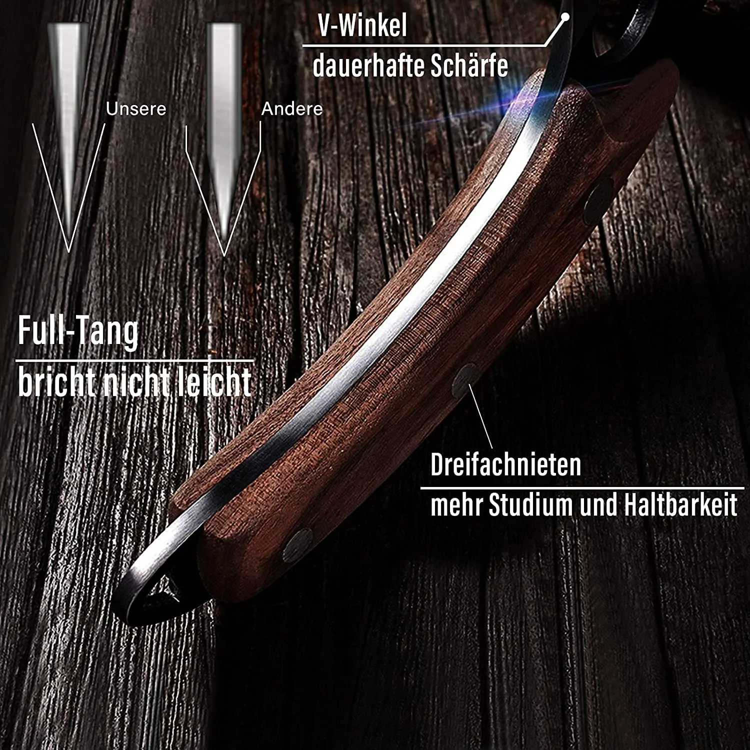 Нож мясника кованый ручной викингов японский нож Huusk из высокоуглеродистой стали поварской с