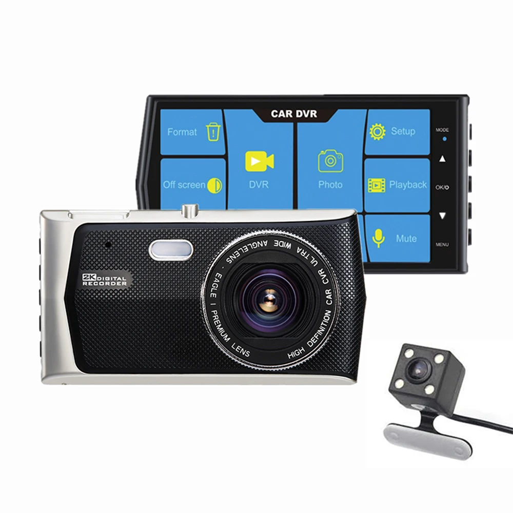 Full Hd 1080p 170 Degree 4 Inch touch Drive Recorder Blackbox Dvr Car Camcorder Dash Camera  Front And Rear View Dash cam