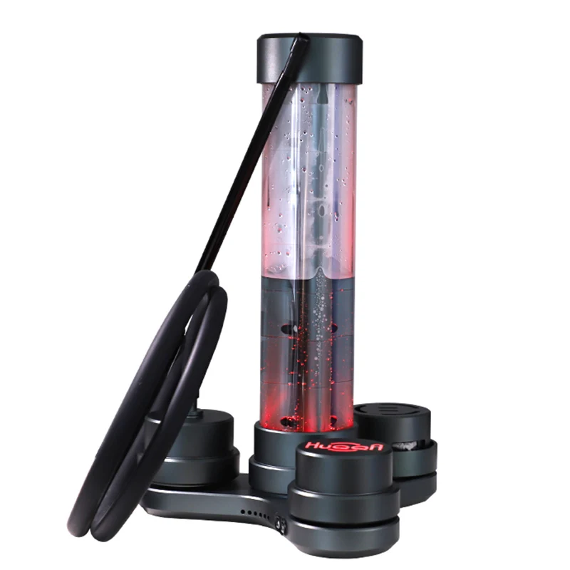 New Style Luxury Aluminum Led Colorful Light 3 Smoke Nozzles Charcoal Shisha Hookah Set