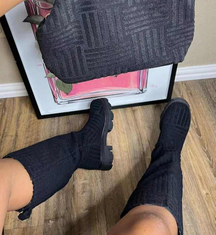 Women winter high boots 2022 INS fashion candy color thick sole warm towel cotton high boots