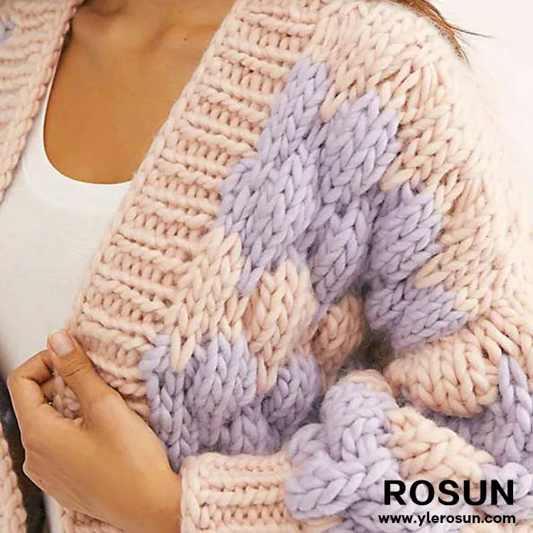 Customized casual knitted wool ribbed sweater, fashionable knitted wool cardigan