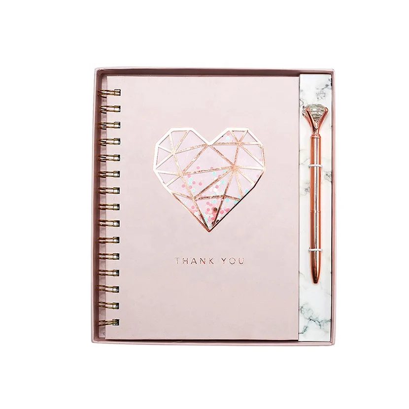 
New Product Rose Gold Foil Notebook And Pen Gift Set, Custom Luxury Office Stationery Set For Girl 