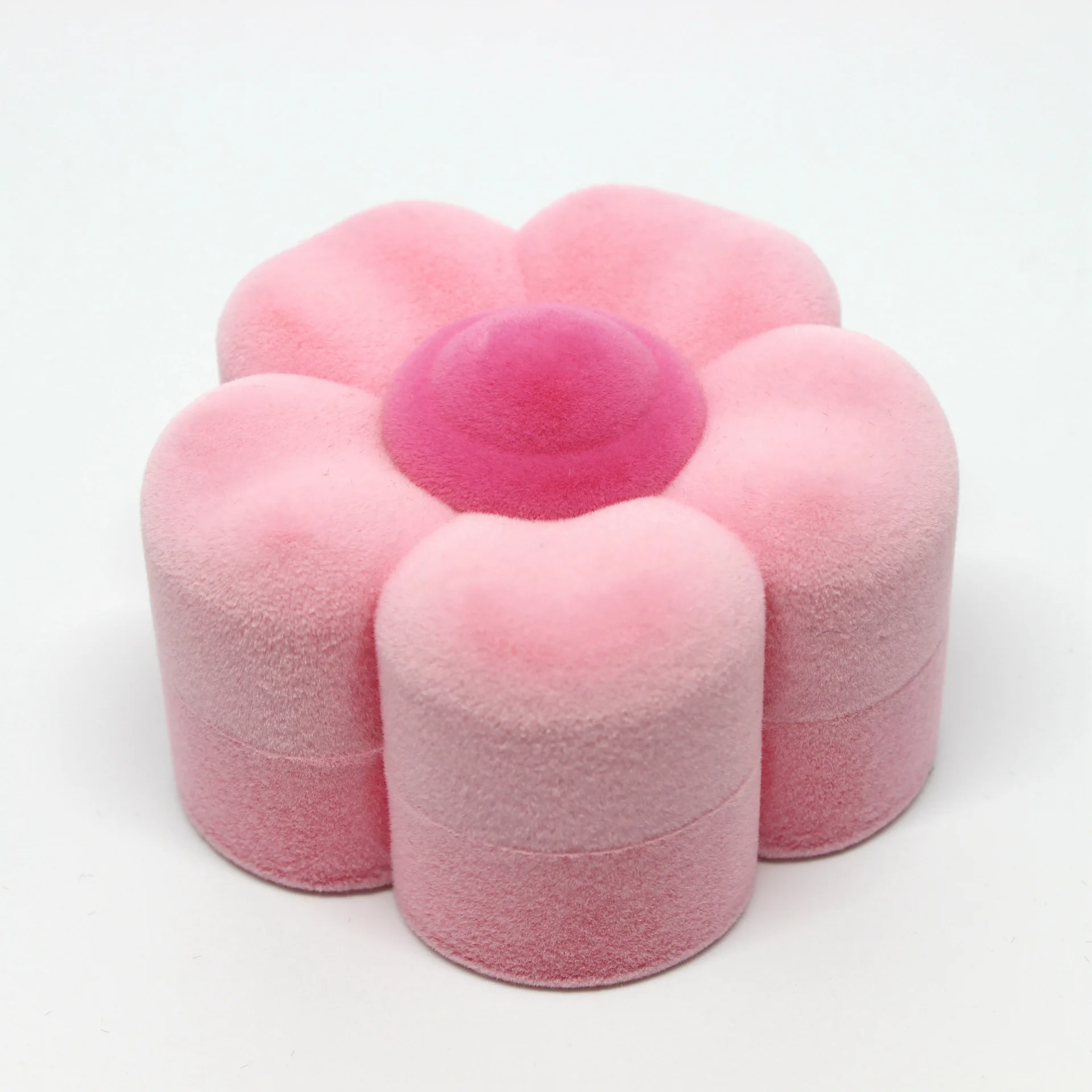 Delicate Lovely Flower Velvet Pink Jewelry Wedding Ring Display Girl Kids Birthday Gift Decoration Case For Jewelry Packaging
