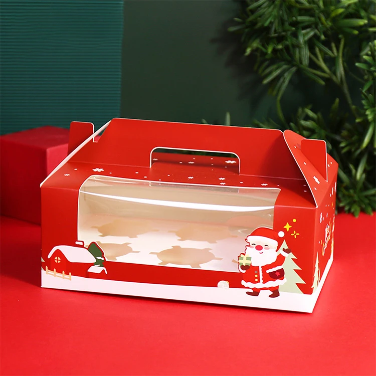 Wholesale Custom Kraft Cardboard CupCake Packaging Take Away Christmas Cake Box With Window