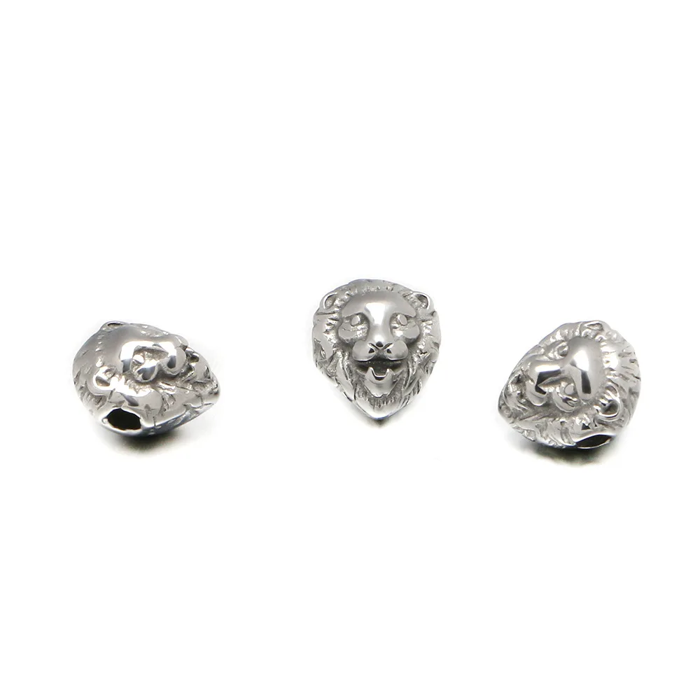 Fashion Beads Charm for Custom Jewelry Making Stainless Steel Beads Wholesale 18K Plated Lion Head Beads for DIY Bracelet Making