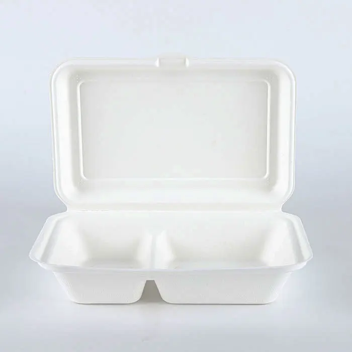 Biodegradable Disposable Sugarcane Bagasse Takeaway Food Container Packaging Clamshell Lunch Box Paperboard Accept B002 Hbmg