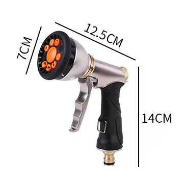 Manufacturers Supply Electroplating Multi-purpose High Pressure Water Gun 9 Function Front Trigger Water Spray Gun Metal Gold Ca