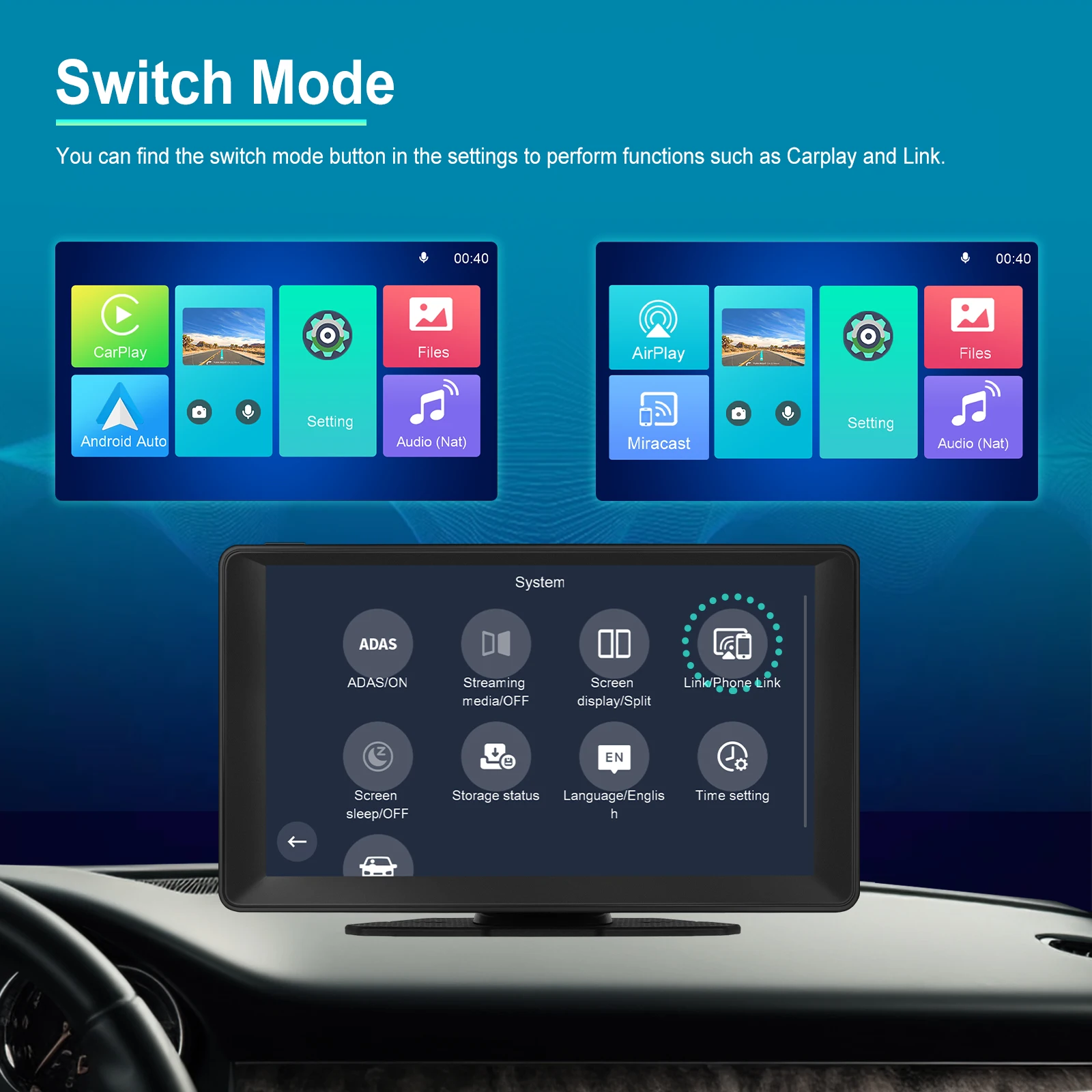 Автомобильный монитор Podofo 9 дюймов