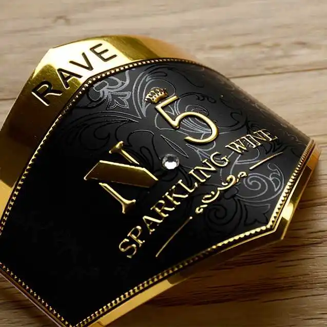 Новый дизайн, пользовательская металлическая наклейка для бутылок/наклейка для вина