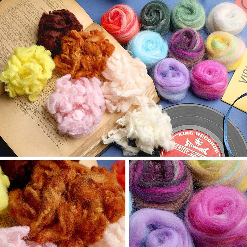 100 colors fibre wool yarn roving for knitting felting hand spinning DIY craft materials wool felting supplies