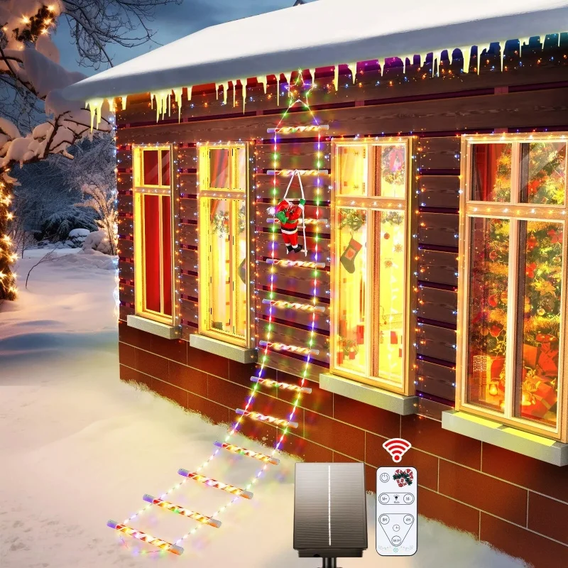 Solar Christmas Light Santa Toy Climb Lights For Holiday Festival Party Christmas Decor Outdoor Waterproof Climbing Light