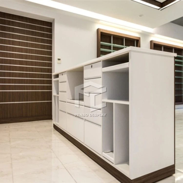 China Wholesale Luxury Drugstore Furniture Fixture High-Grade Wooden Shelves Design For Pharmacy Chain Store