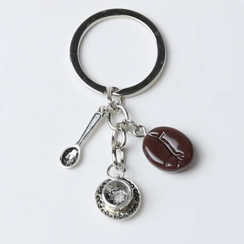 AA00629 new product coffee beans coffee cup bell key creative unique coffee key chain jewelry gift cafe keychain