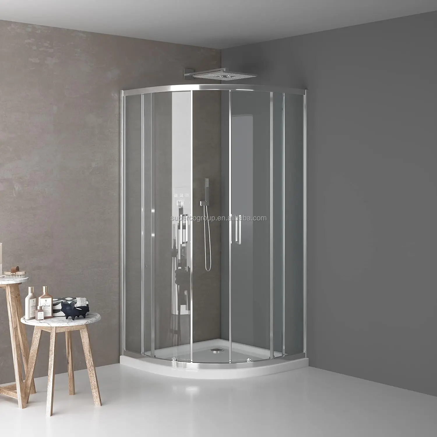 Arc Shower Room Tempered 5/6mm Glass Double Sliding Shower Doors With Framed Bathroom Shower Cabin