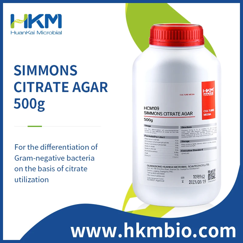 Simmons Citrate Agar, Microbial Culture Media for differentiation of Enterobacteriaceae