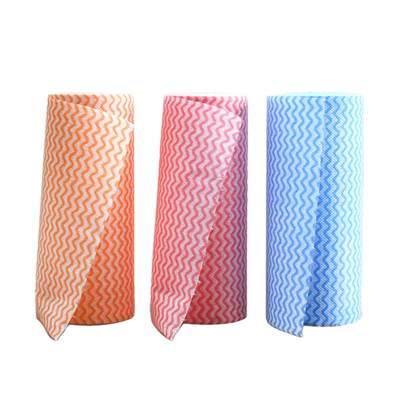 Customized OEM  Rolled Disposable Rag Multi-functional Dishwashing Cloth Household Kitchen Cleaning Cloth Non-woven Lazy Rag