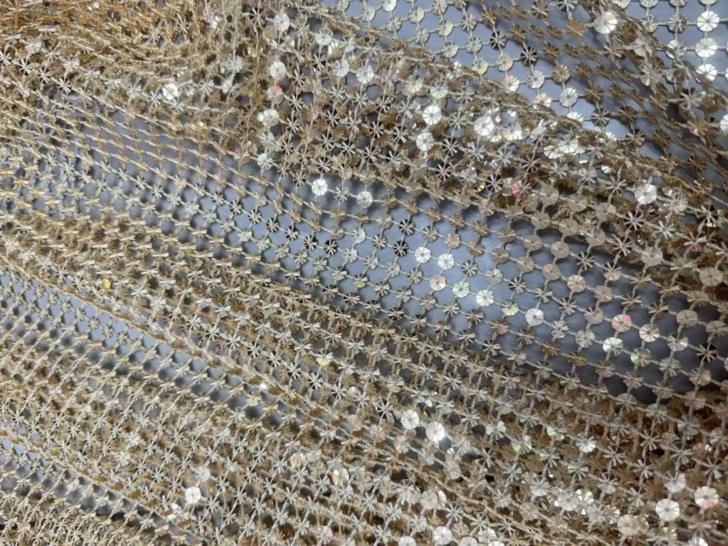Wholesale Sequined lace Mesh Embellished Fabric