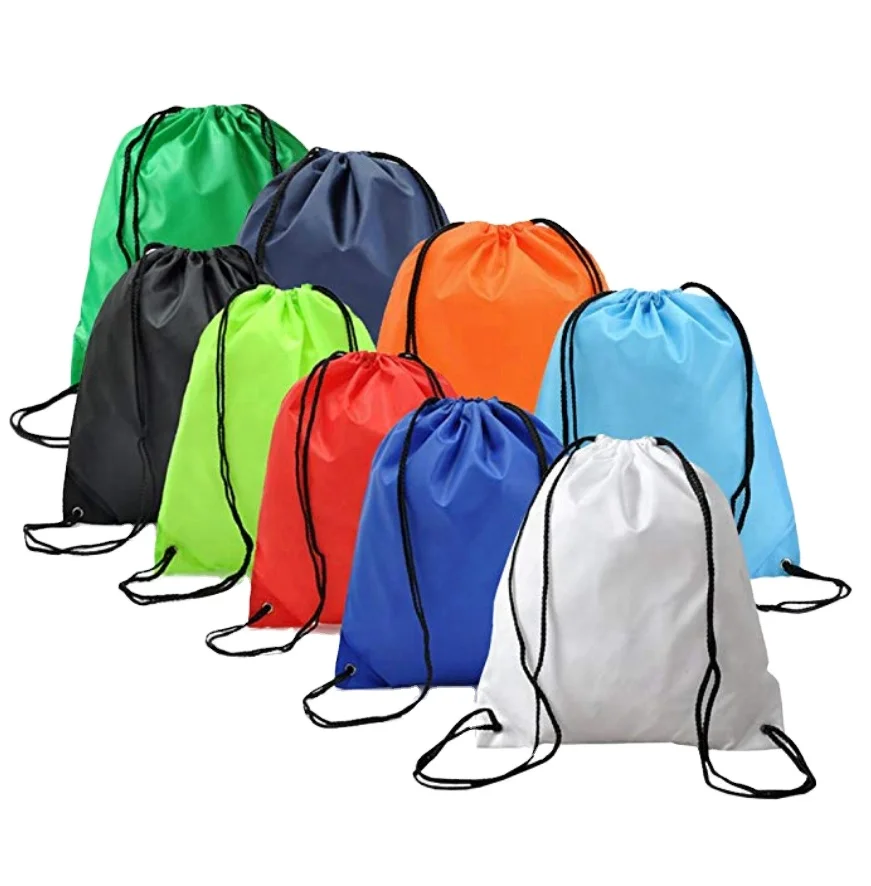 Cheap 210D Nylon Pull String Drawstring Bags Printing Custom Logo Drawing String Bag Backpack