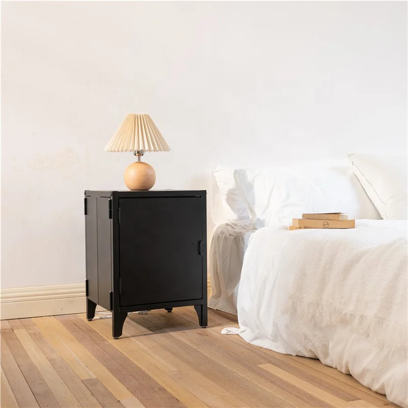 Modern Style Metal Nightstand Bedside Table Storage for Bedroom