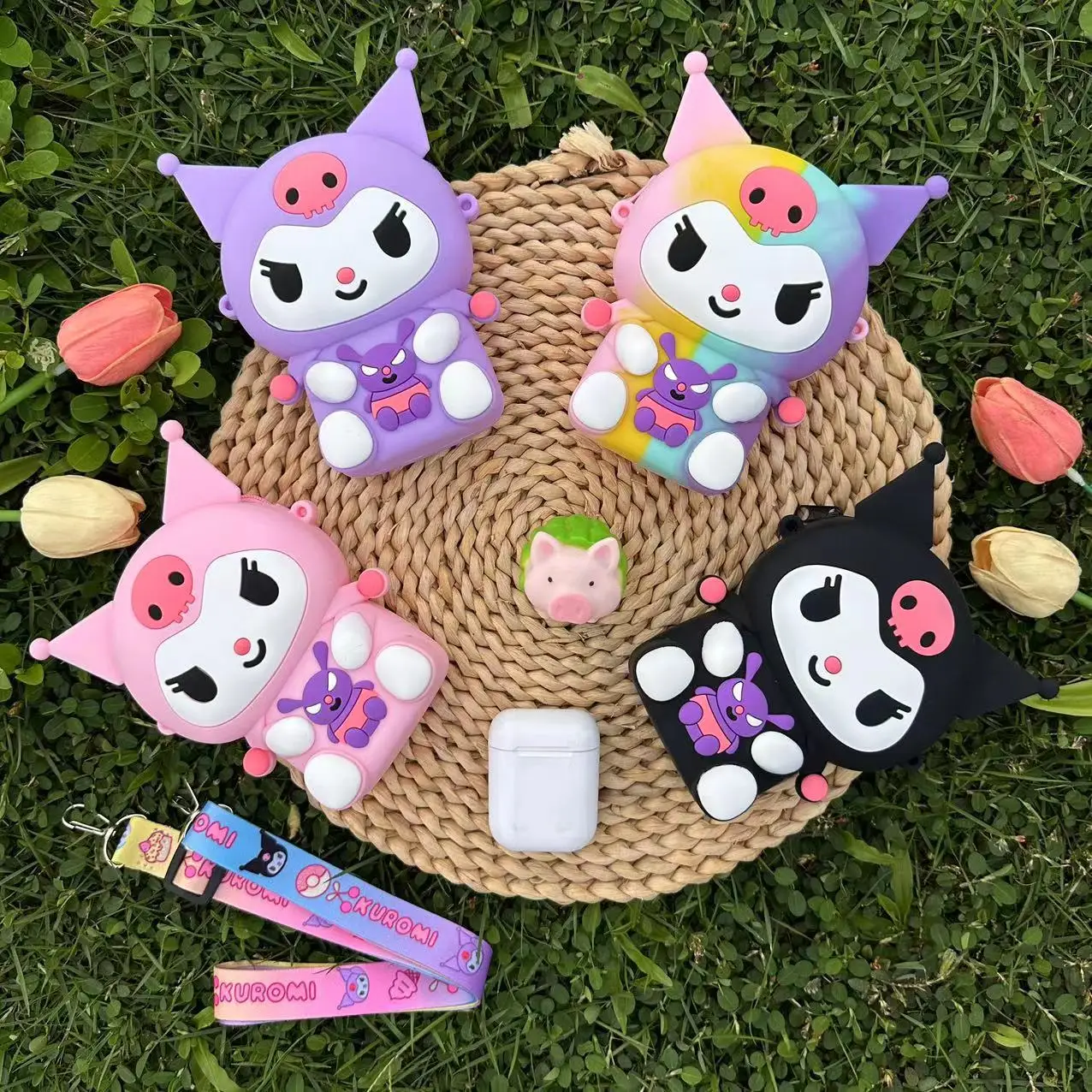 Милый аниме Kuromi Кошелек для монет Забавный силиконовый кошелек девочек Новинка Мини сумка через плечо уникальный кошелек-мессенджер